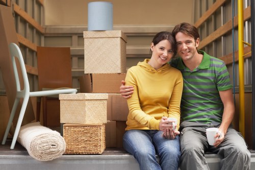 Local moving team preparing boxes for a Kennington relocation