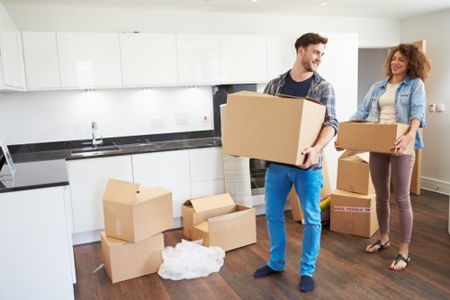 Household boxes and furniture prepared for removal services in Kennington