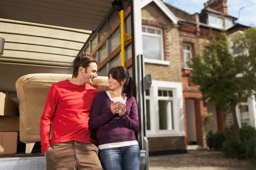 Moving boxes and household items ready for a Kennington relocation