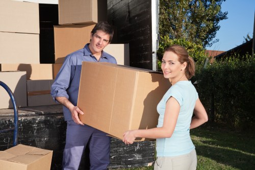 Local Kennington moving van loading boxes and larger items